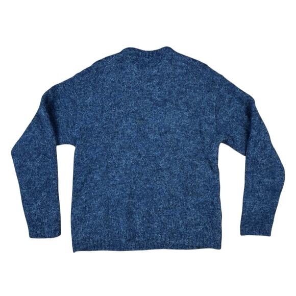 Bruno Magli Blue Pullover Sweater Made in Italy Kangaroo Pockets Size 50 - Picture 5 of 6